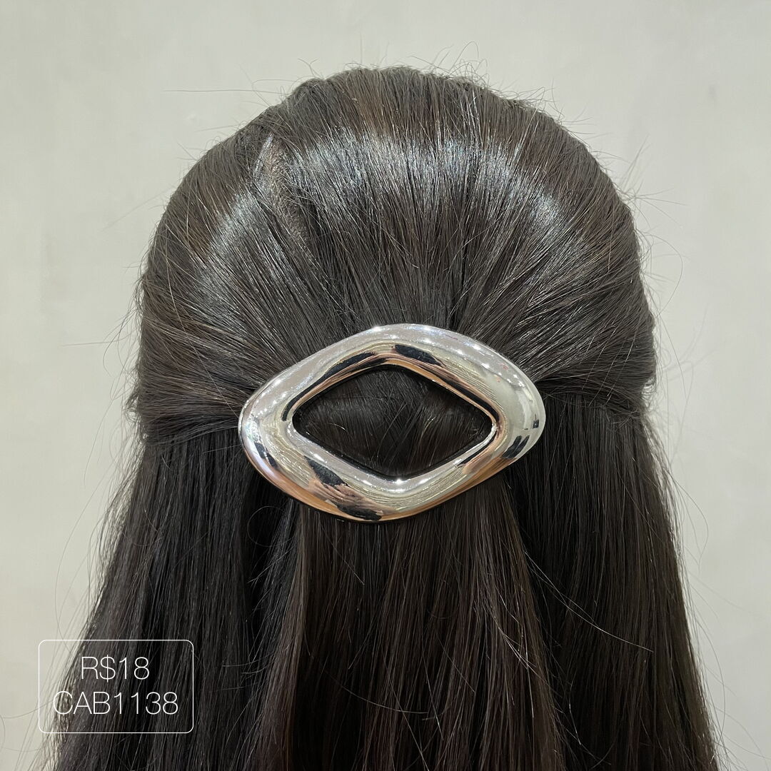 Hair Pin Losango Vazado Liso Prateado